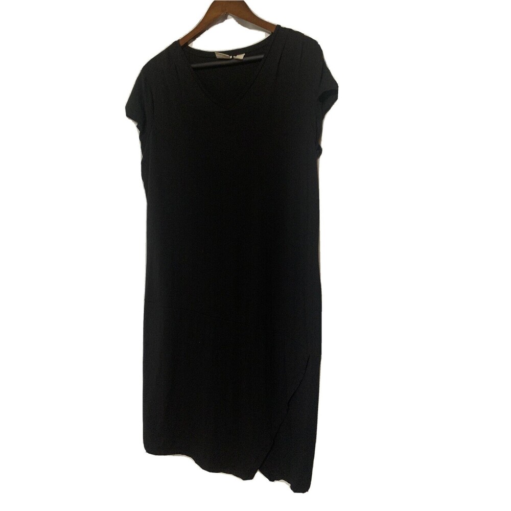 Chicos Dress Black Ruched Top w Slit Size 2 US 12
